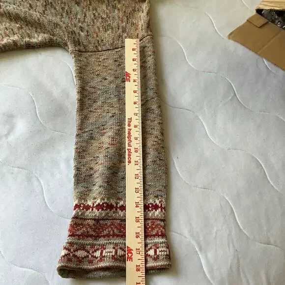 Vintage Button Up Long Sweater, Colorful Basketweave, Coogi-Style Design Size 6